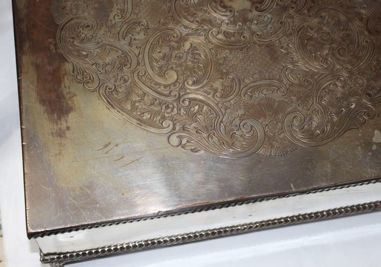 Large Antique Silver Plated Square Cake Stand For Sale at 1stdibs