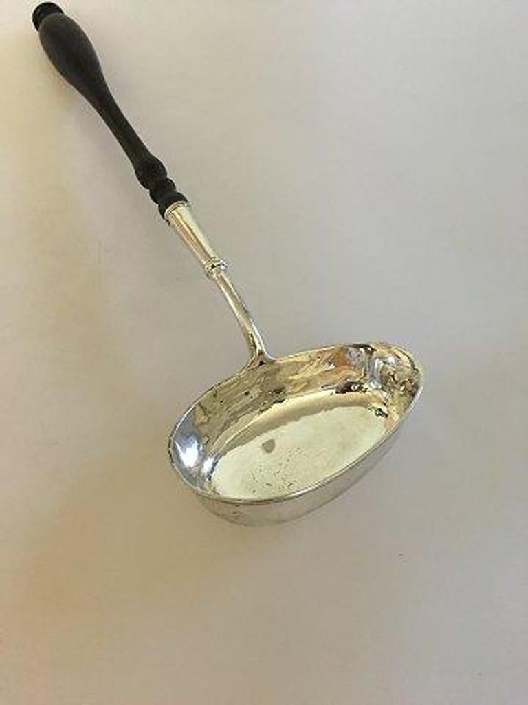 Victorian Large Antique Silver Punch Spoon with Wooden Shaft For Sale
