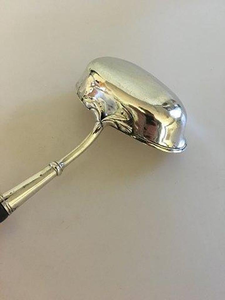 Danish Large Antique Silver Punch Spoon with Wooden Shaft For Sale