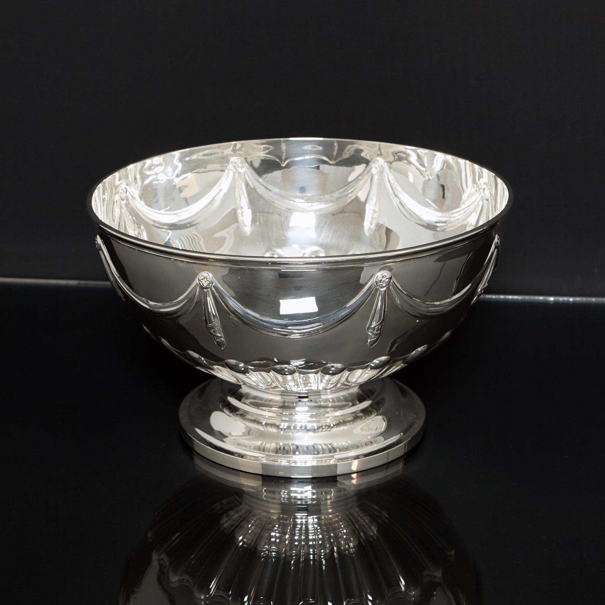 Large antique silver rose bowl In Good Condition In London, GB