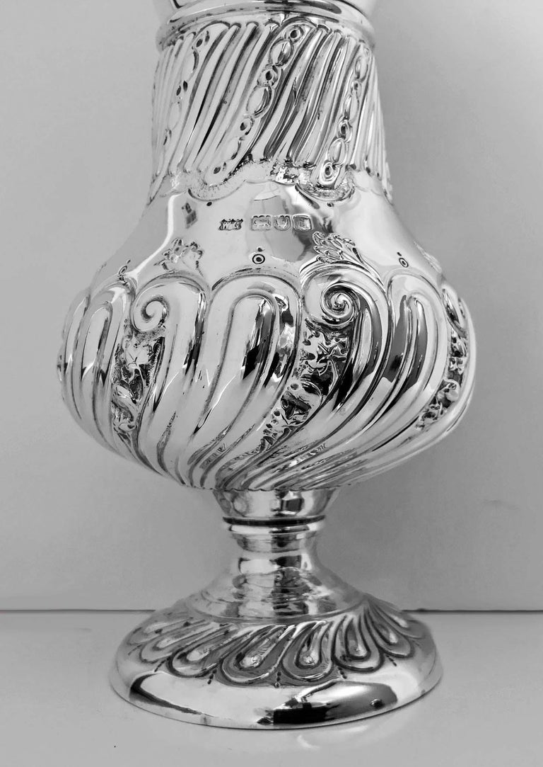 English Large Antique Silver Sugar Caster, London 1899, William Gibson For Sale