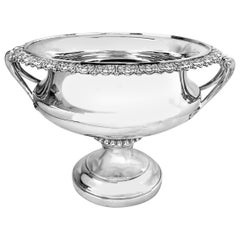 Large Antique Silver Two Handles Bowl / Champagne Cooler, 1911