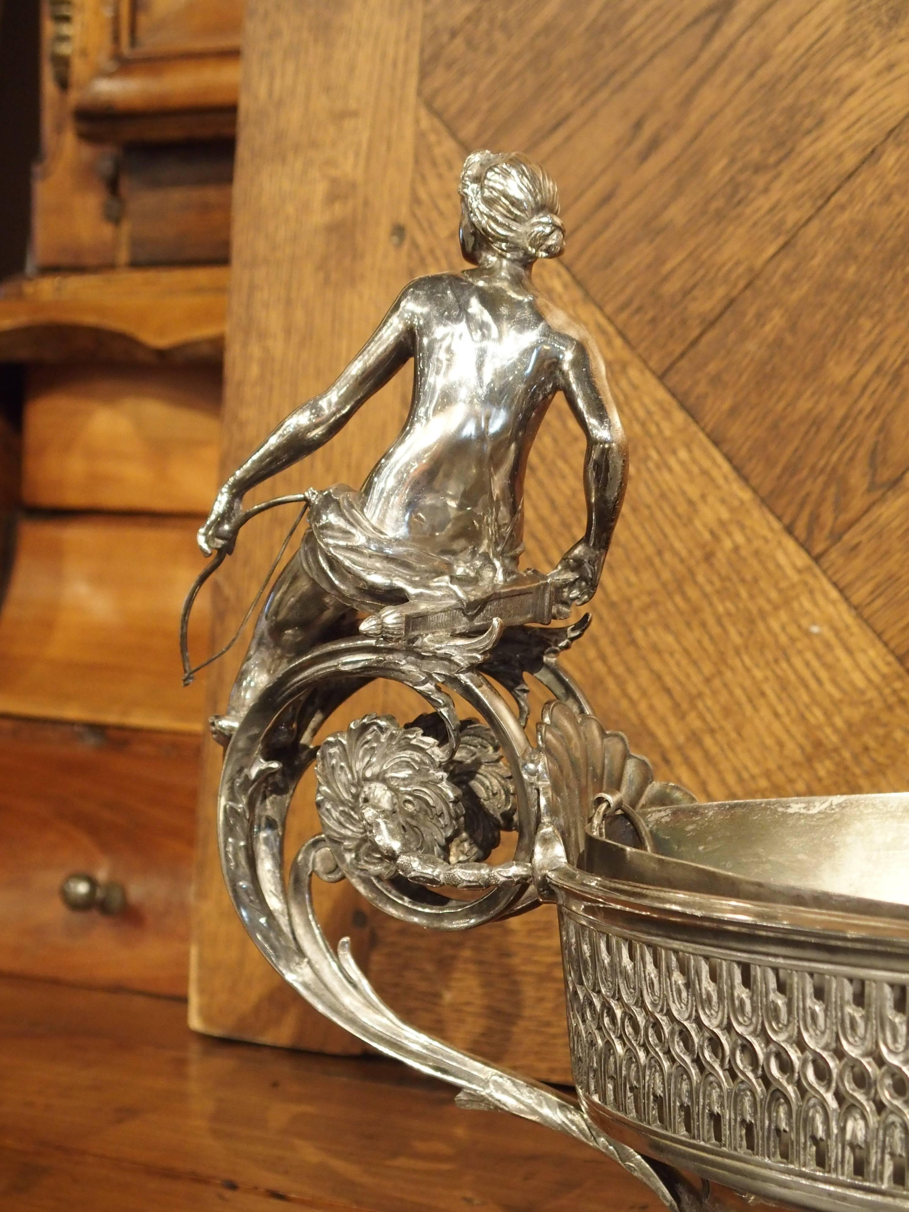 Large Antique Silvered Bronze Jardiniere from France, circa 1890 4