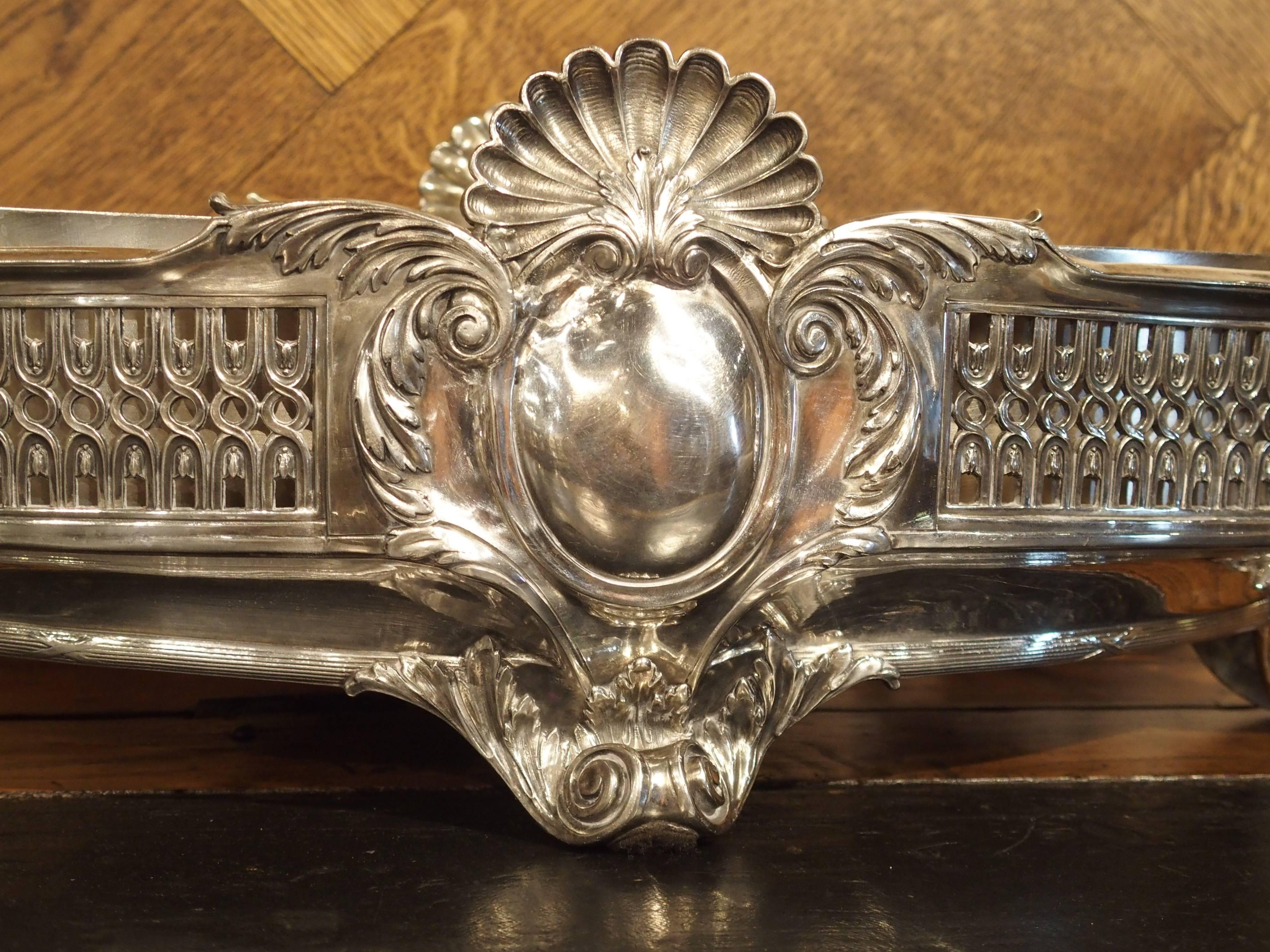 Large Antique Silvered Bronze Jardiniere from France, circa 1890 In Good Condition In Dallas, TX