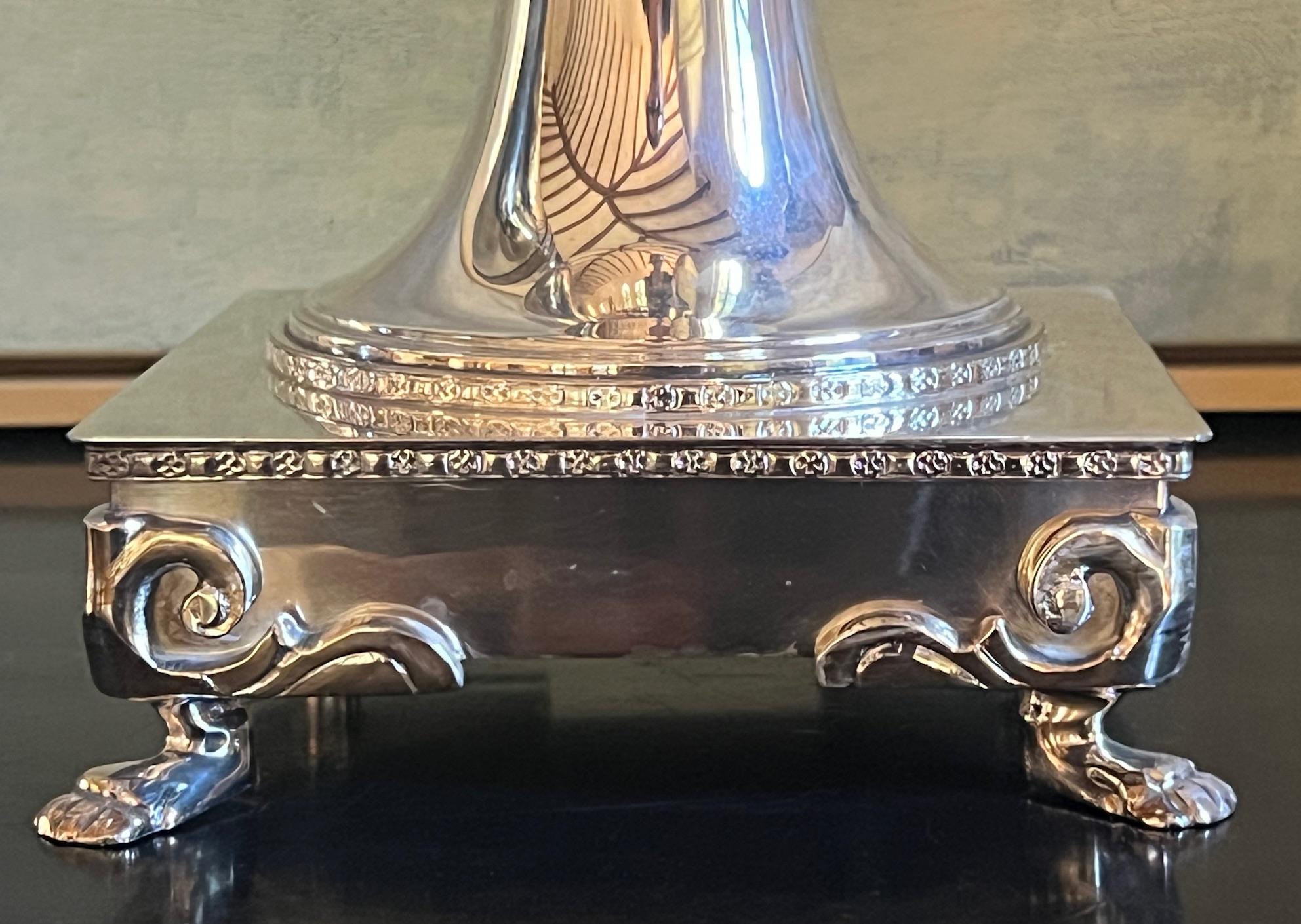 20th Century Large Antique Silverplated Urns, Set of 2 For Sale