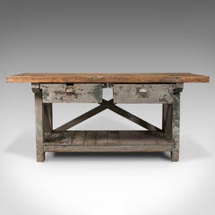 Large Antique Silversmith's Bench, English, Pine, Craftsman's Table, Victorian