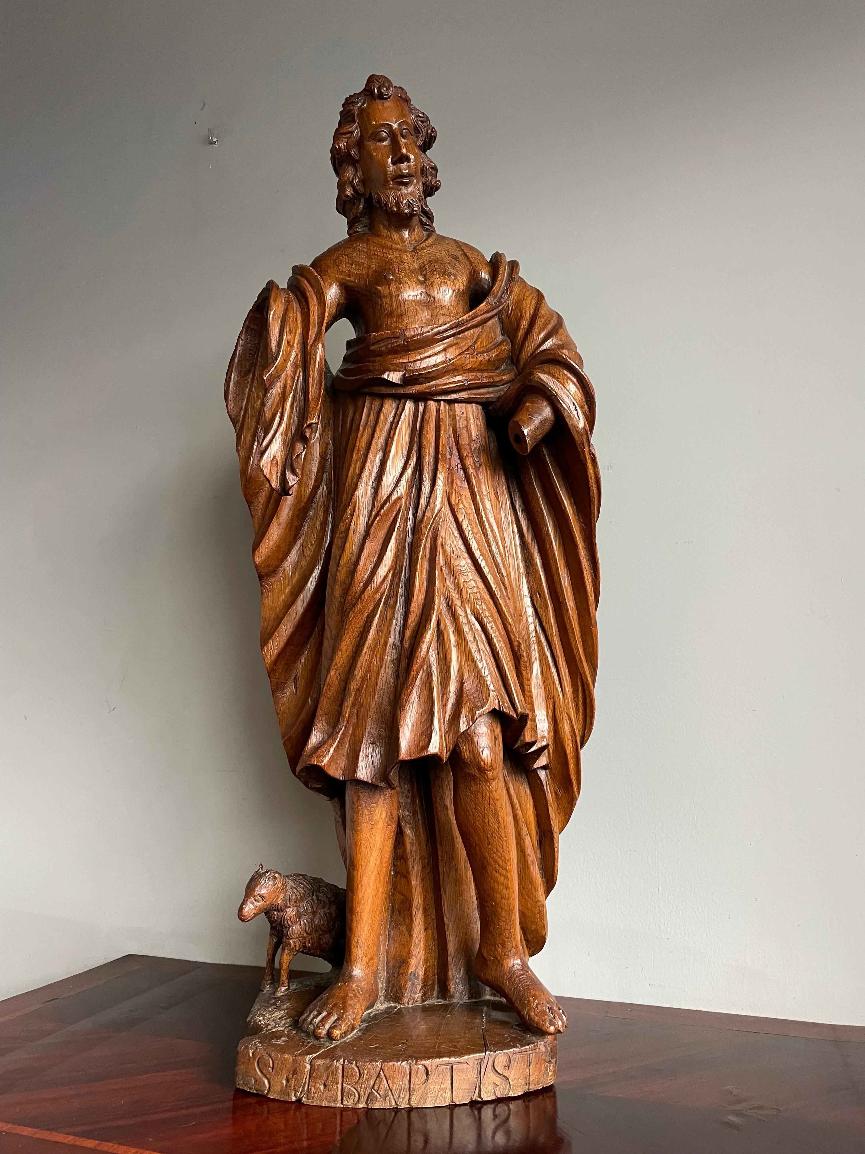 Unique hand carved church statue of Jewish prophet, John the Baptist, circa 1850.

When you think of the life of Saint John the Baptist (or Baptiste as it is spelled here) then you can only come to the conclusion that in fact he was one of the most