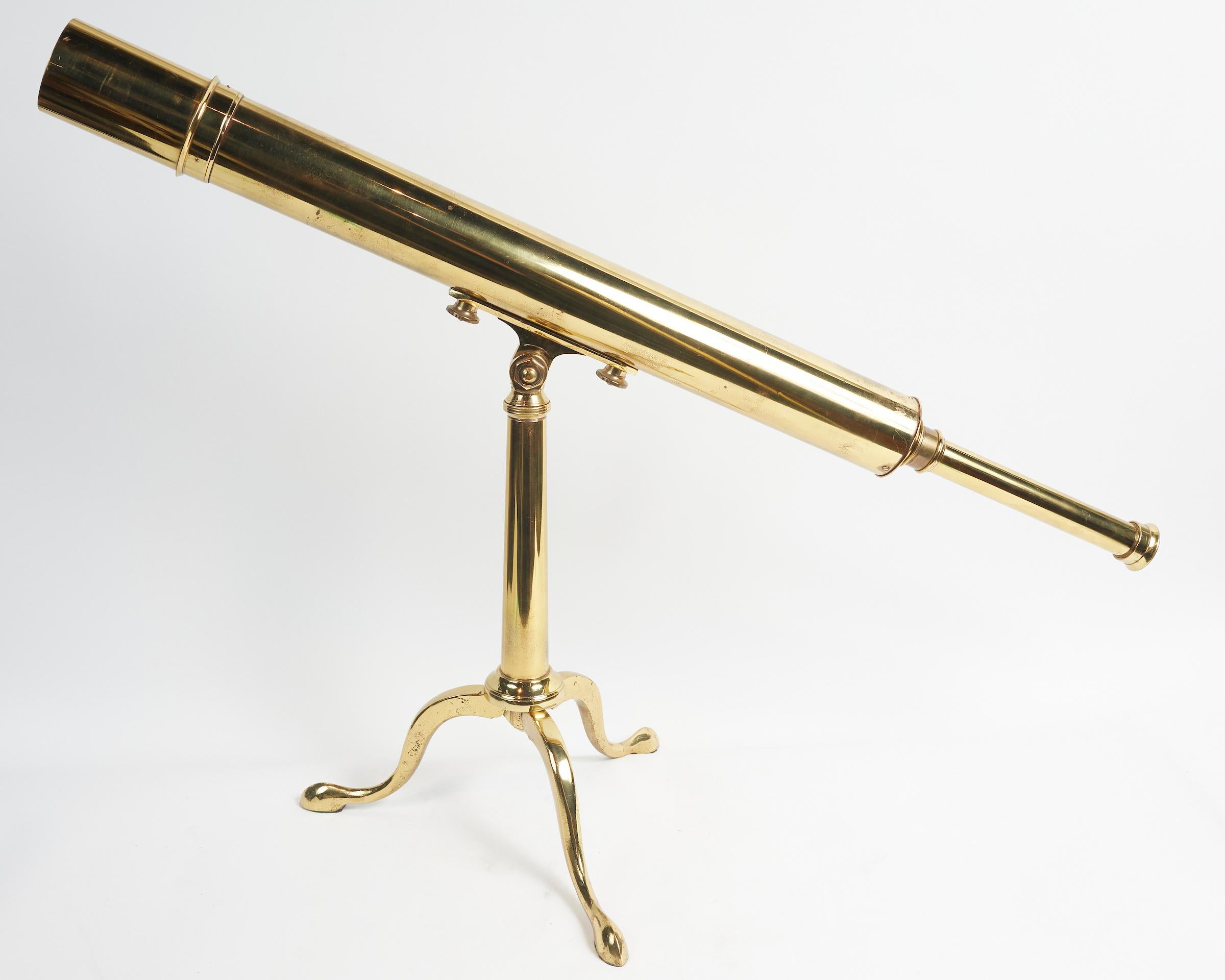 Large Antique Solid Brass Library Telescope  by Broadhurst, Clarkson and Co For Sale 1