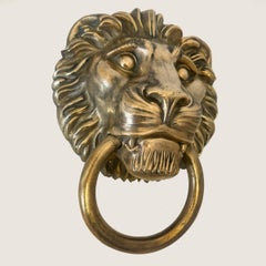 Large Antique Solid Brass Lion Head Door Knocker