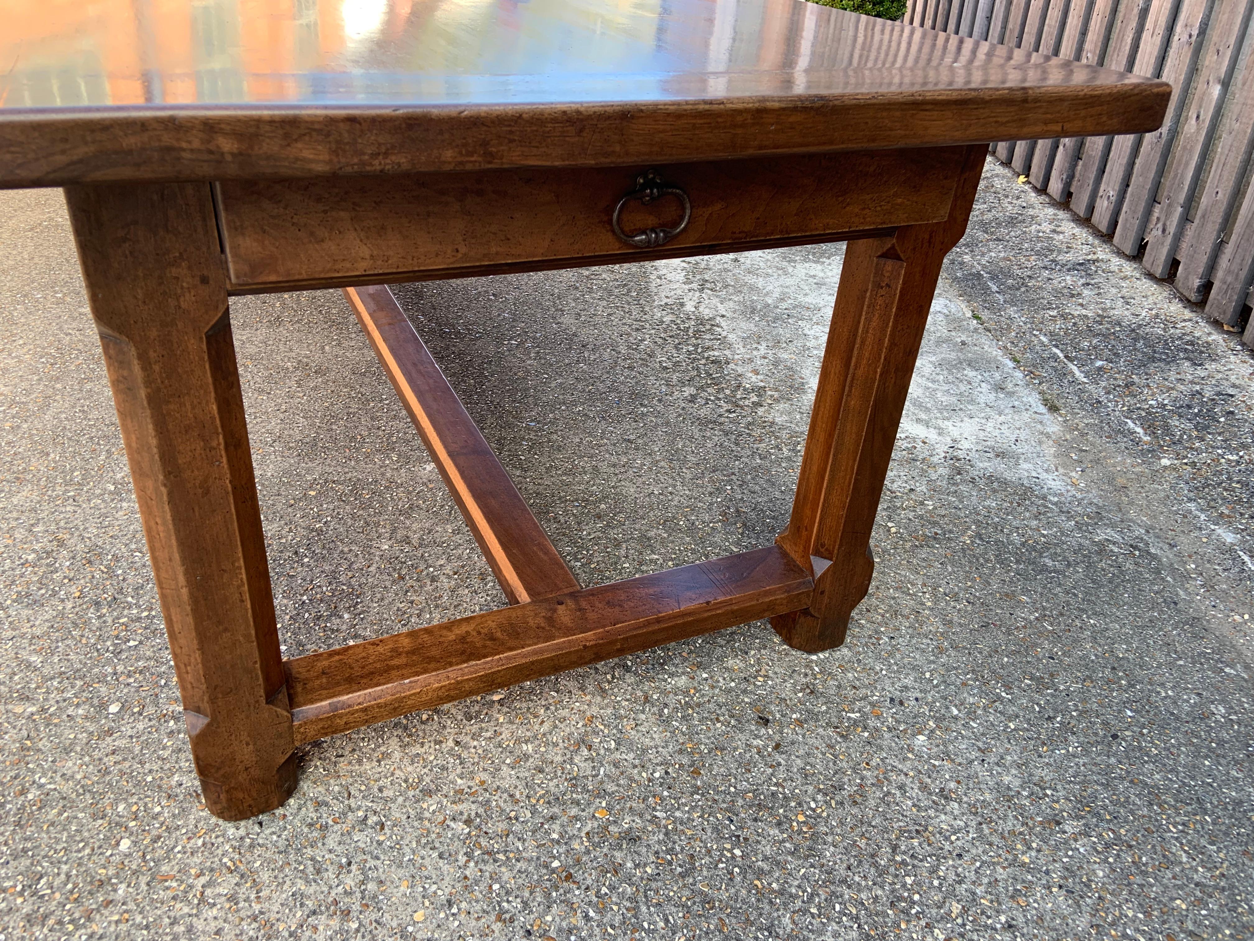 French Large Antique Solid Walnut Farmhouse Table