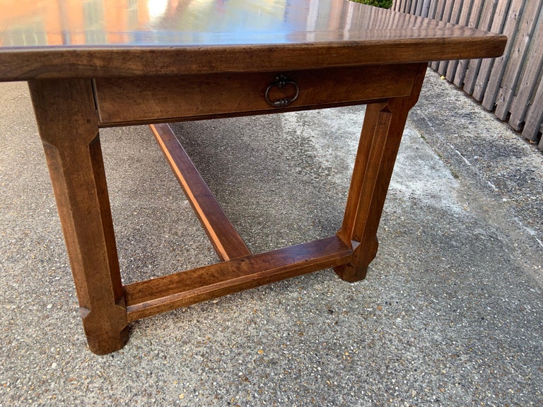 Large Antique Solid Walnut Farmhouse Table For Sale at 1stDibs