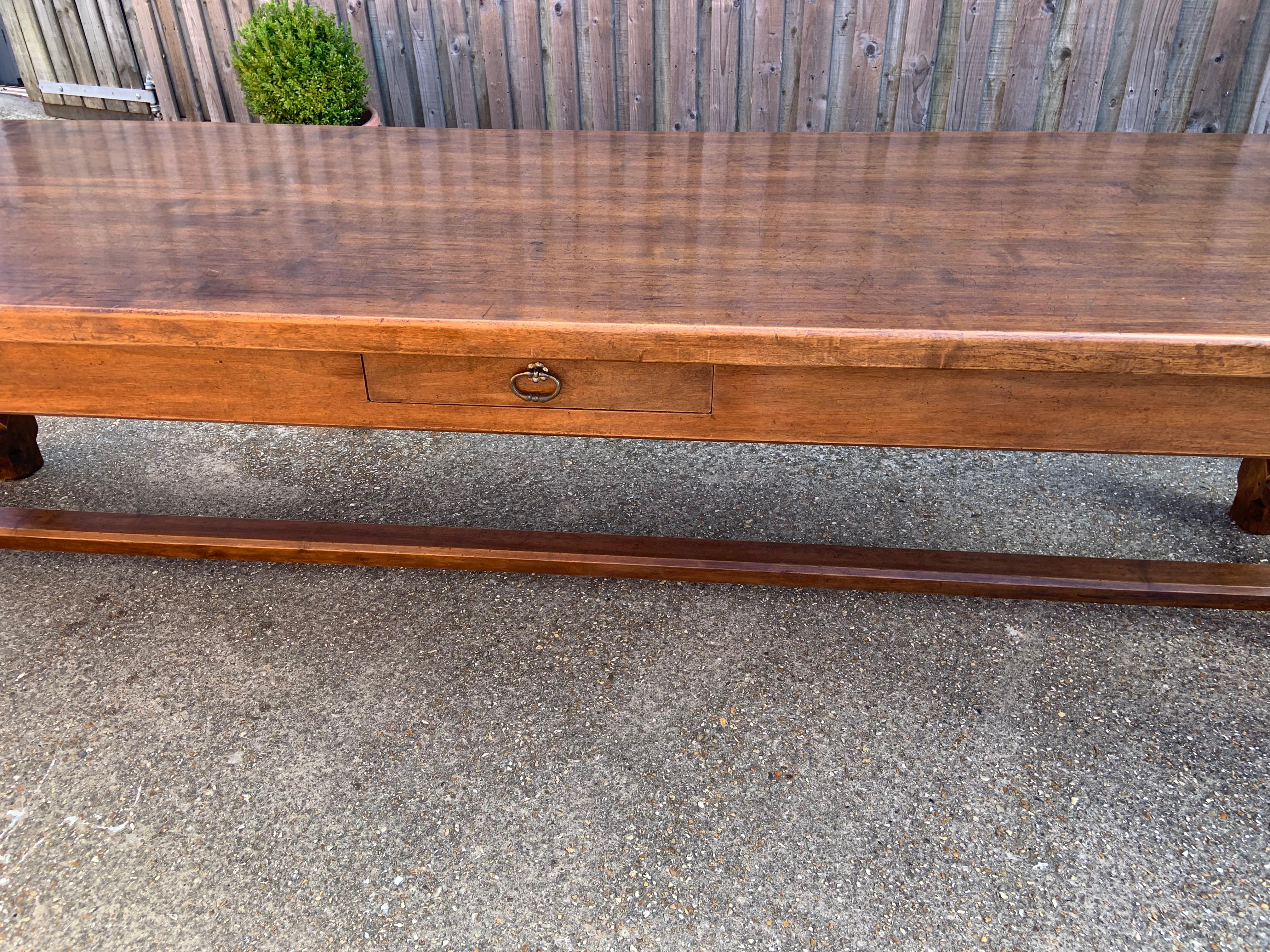 Hand-Crafted Large Antique Solid Walnut Farmhouse Table