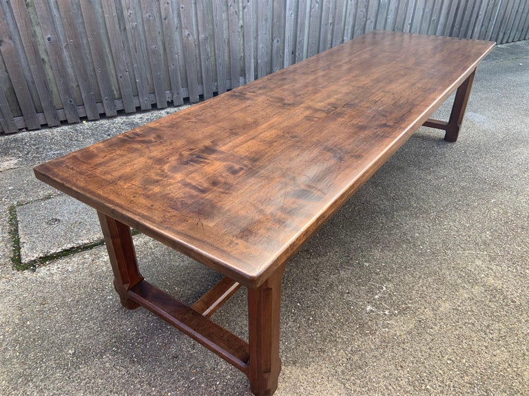 Large Antique Solid Walnut Farmhouse Table For Sale at 1stDibs
