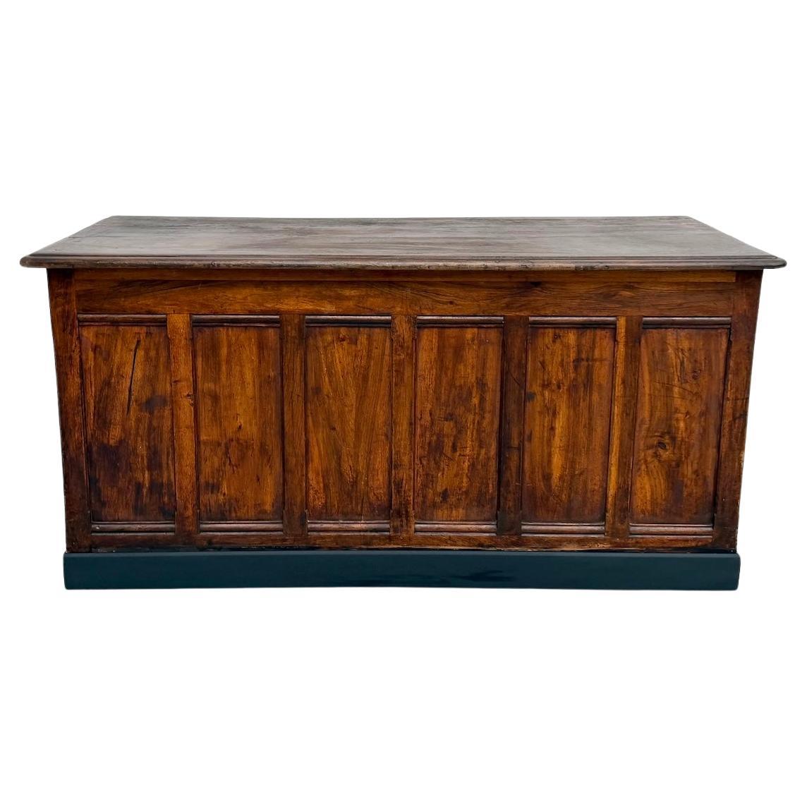 Large Antique Solid Walnut Trade Counter