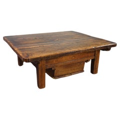 Large antique solid wood Southern European coffee table, late 18th century