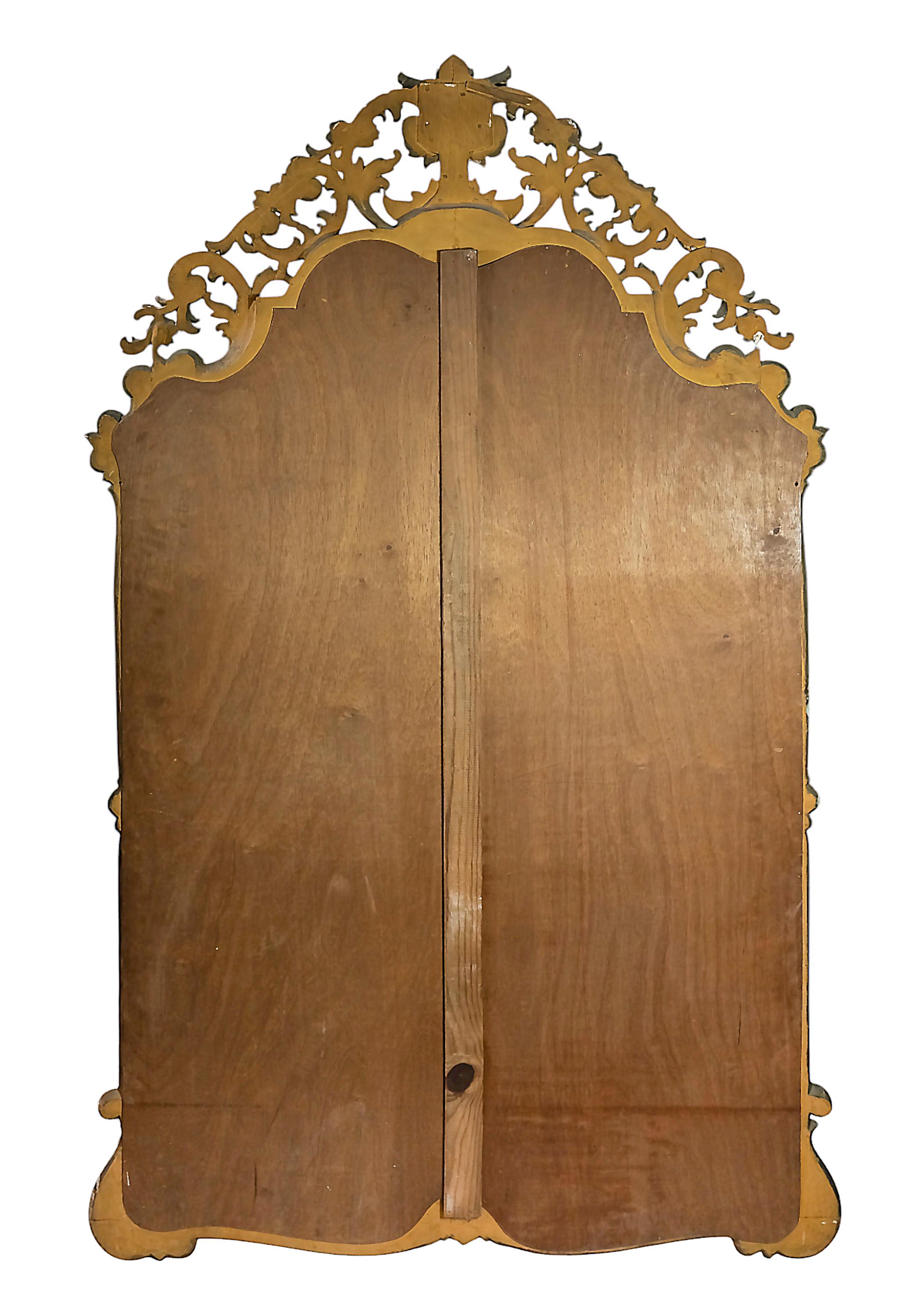 Large Antique Spanish Hand-Carved Gilt Wood Wall Mirror For Sale 4