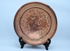 Plato grande antiguo español de loza de lustre hispano-morisco, Manises, hacia 1700
