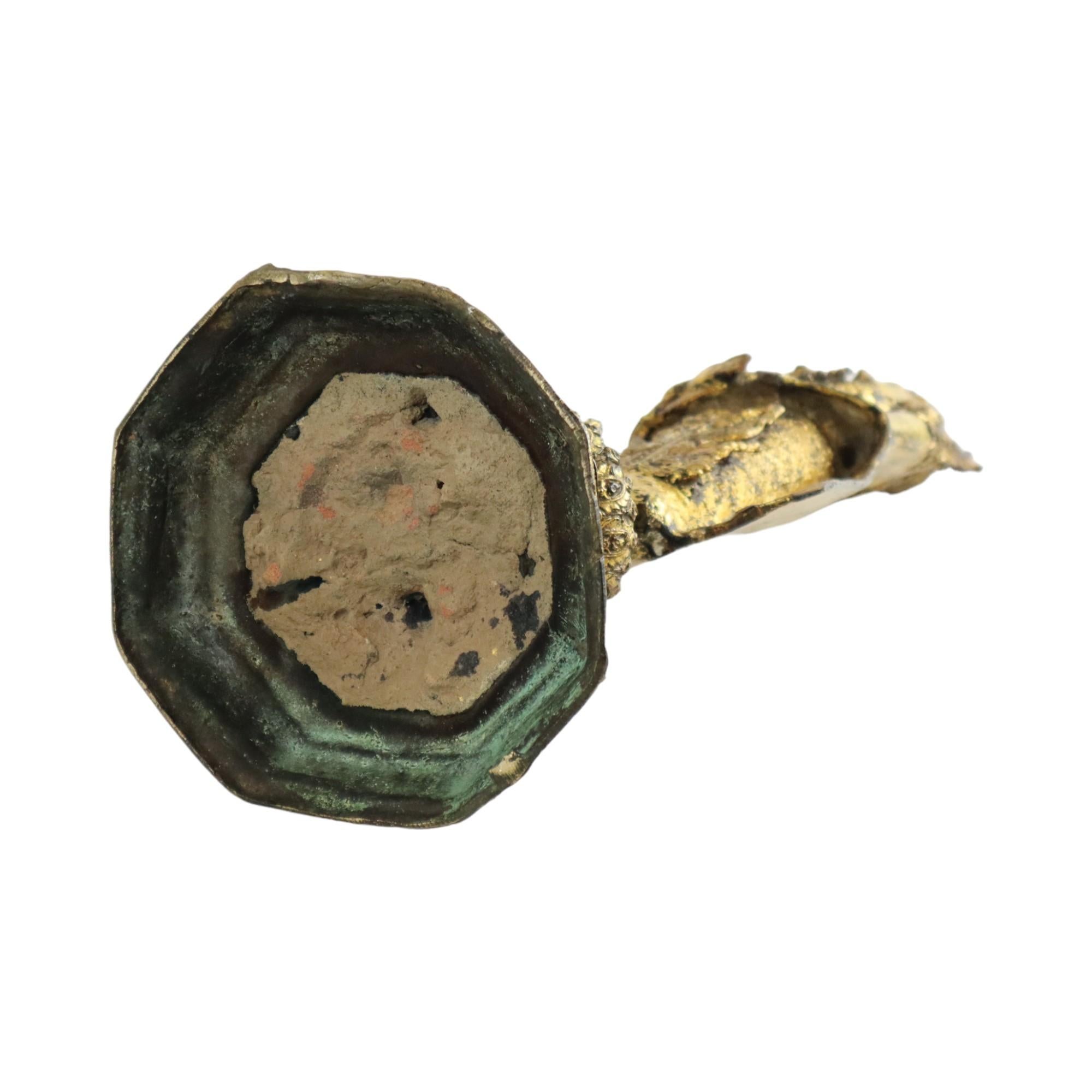 Grande Buddha antico in piedi in bronzo con oro 24 carati Rattanakosin 63 cm in vendita 3
