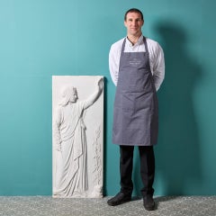 Large Antique Statuary Marble Plaque of a Classical Figure