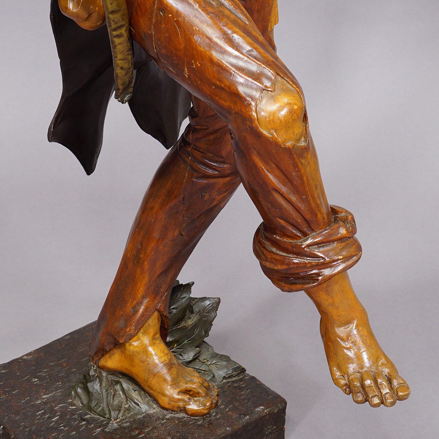 Wood Large Antique Statue of a French Freedom Fighter ca. 1920s For Sale