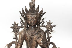 Large Antique Statue of Silver Brass Tibetan White Tara