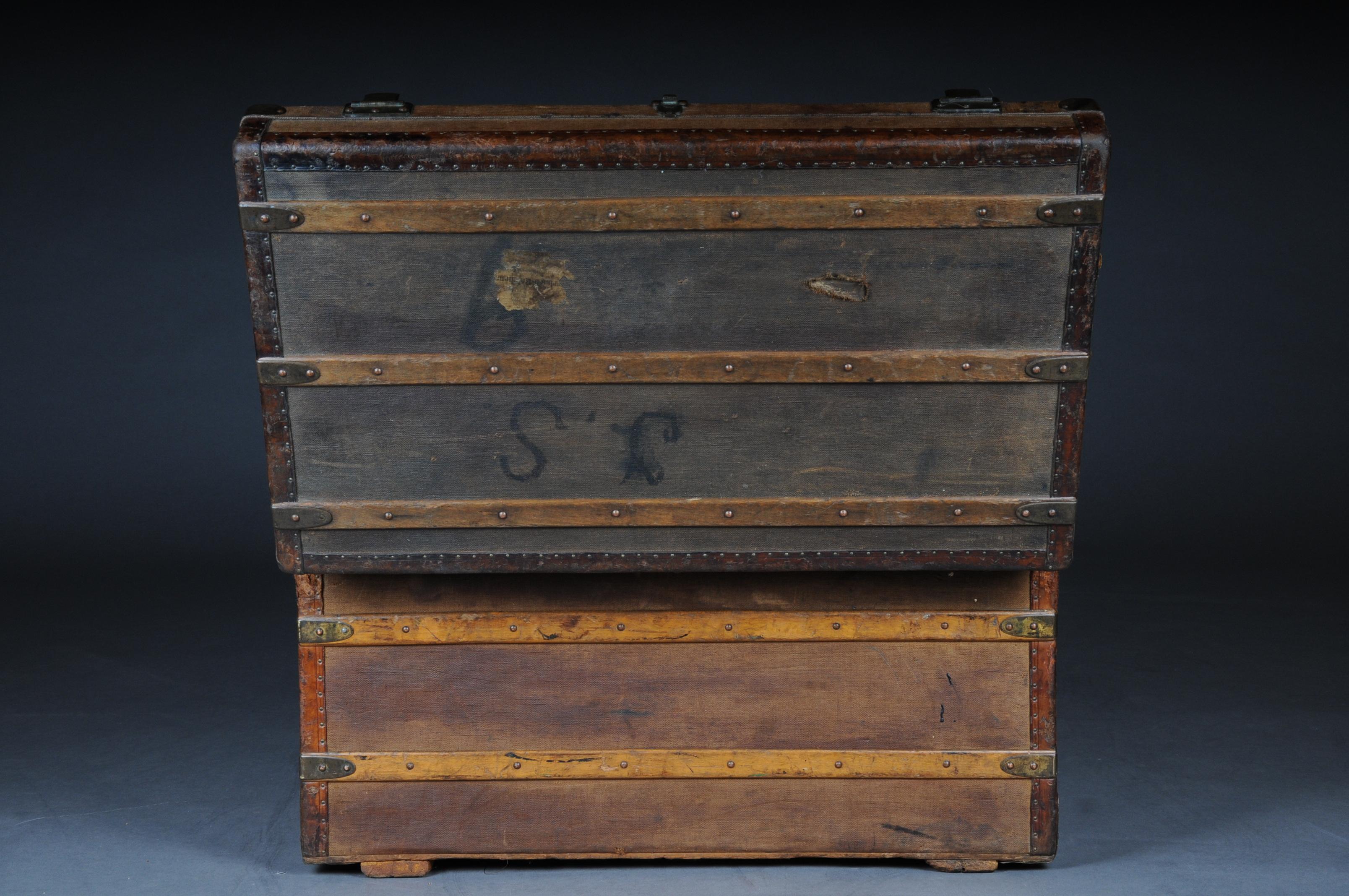 Large Antique Steamer Trunk, Brown circa 1870 Josef Nigst, Vienna 6