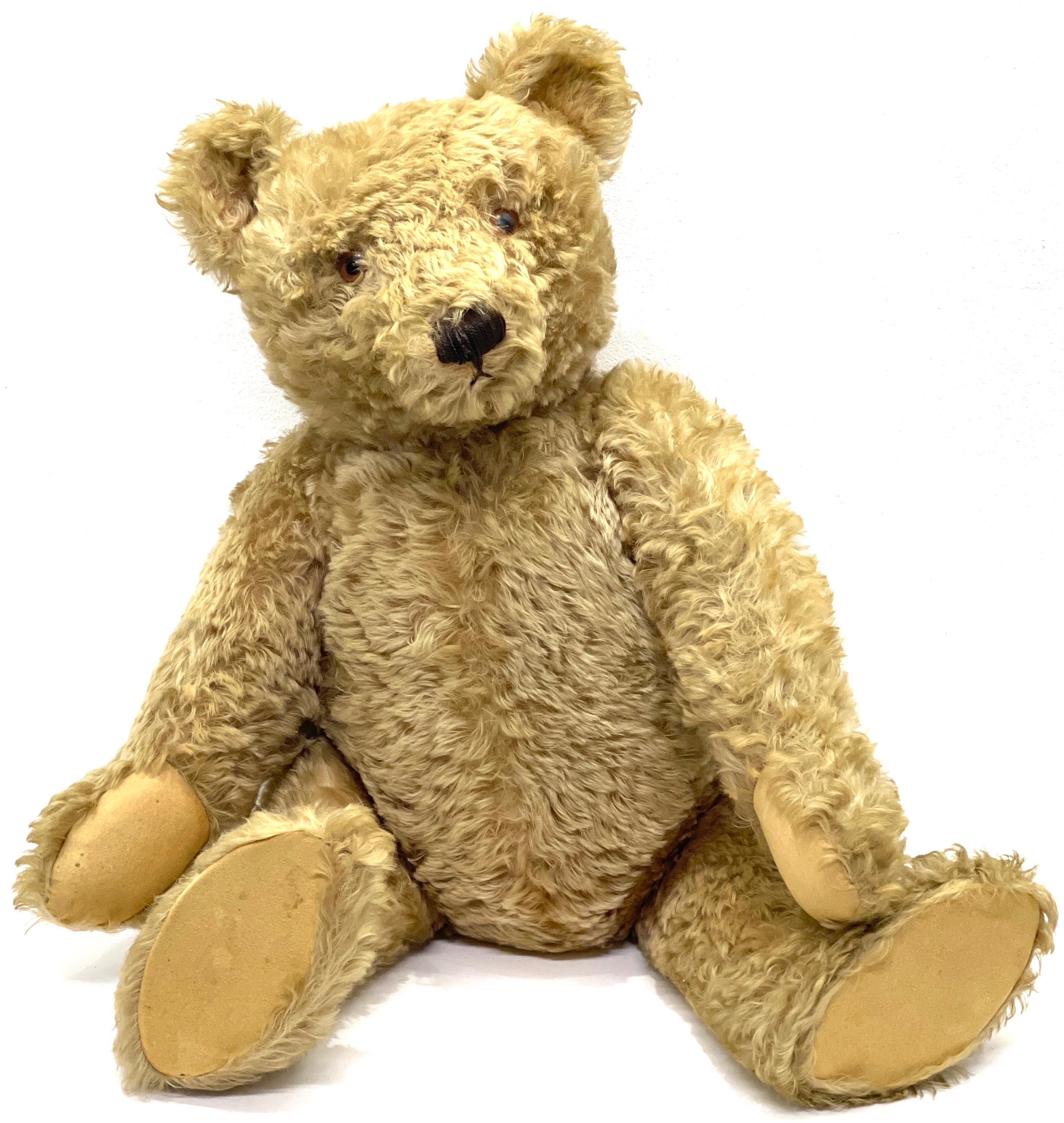 Large Antique Steiff jointed teddy bear, circa 1920- 'Henry'
Fresh from a Palm Beach Estate, this Steiff bear was known as 'Henry' 
Germany, circa 1920 or older

In remarkable well cared for antique condition, with rich golden mohair,, brown and