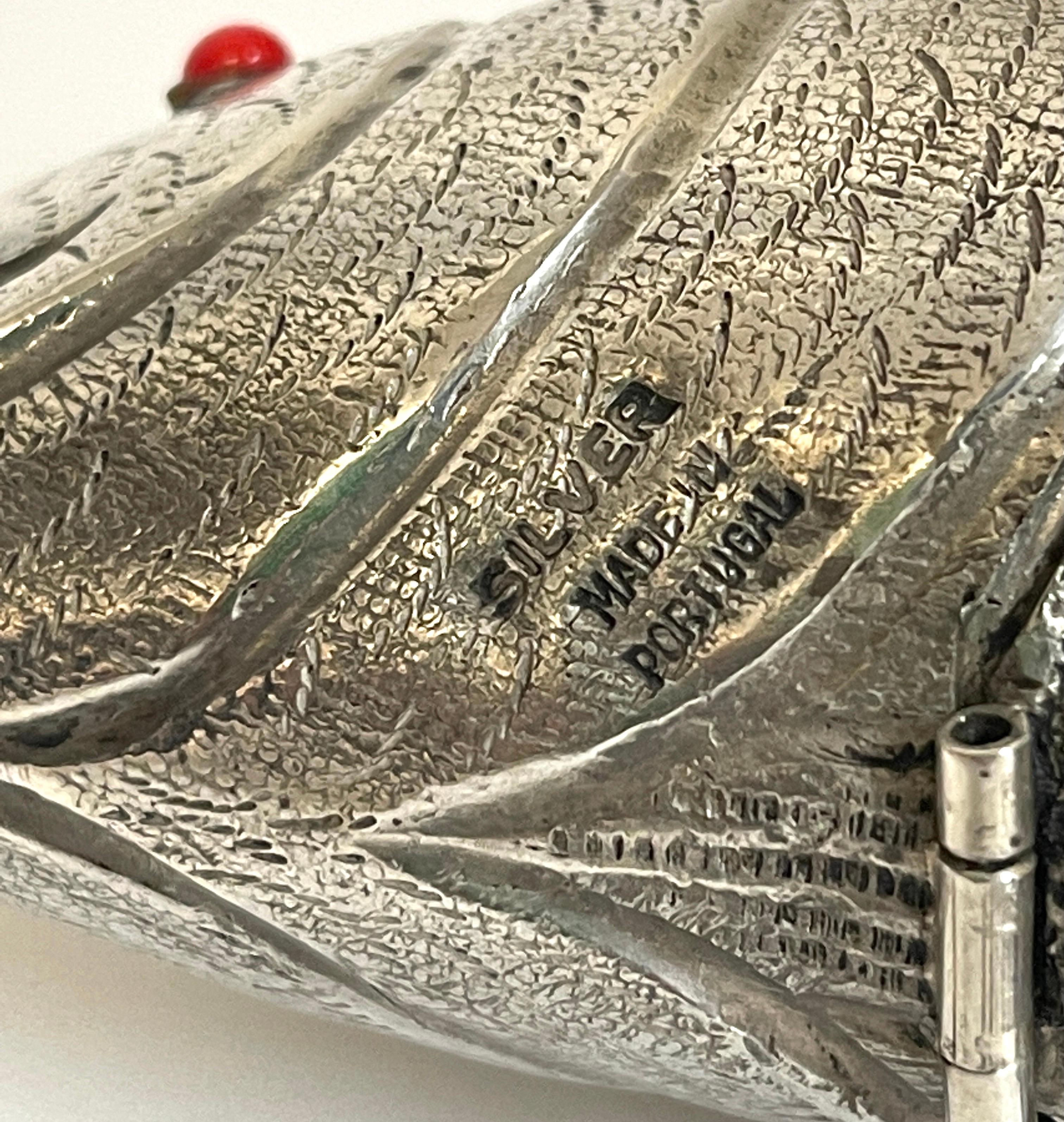 Large Antique Sterling Articulated Fish Spice Box, Portugal, circa 1900 4