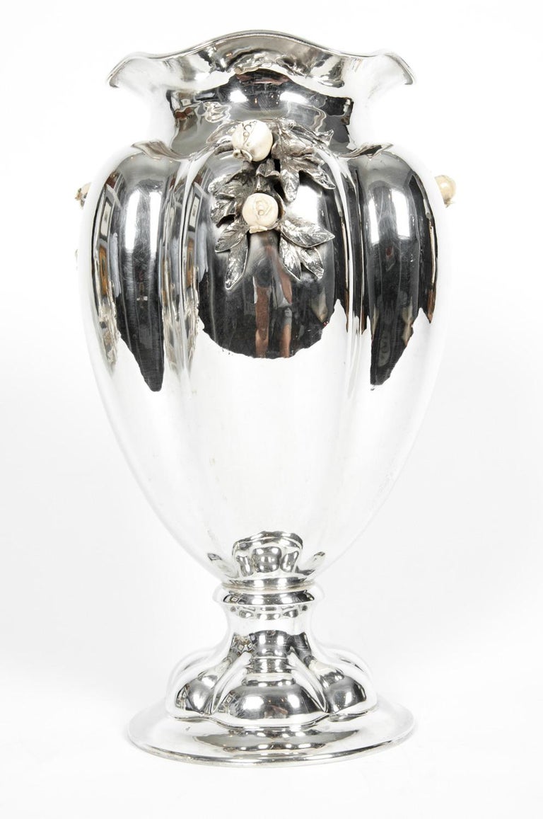 Large Antique Sterling Silver Centrepiece / Flower Vase For Sale at 1stDibs