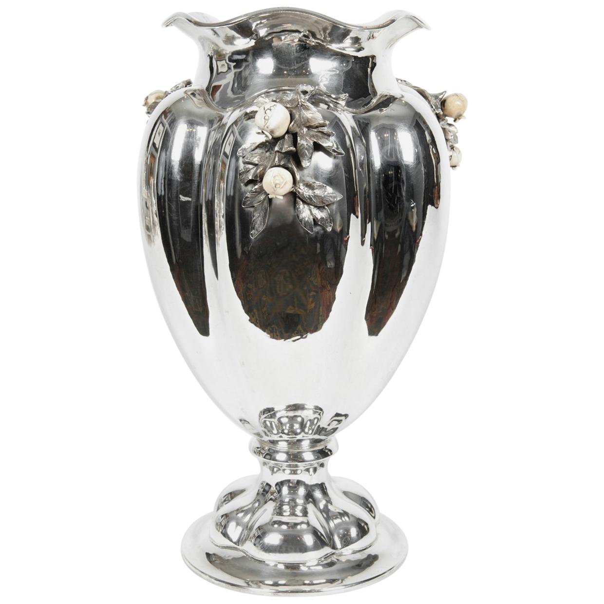 Large Antique Sterling Silver Centrepiece / Flower Vase