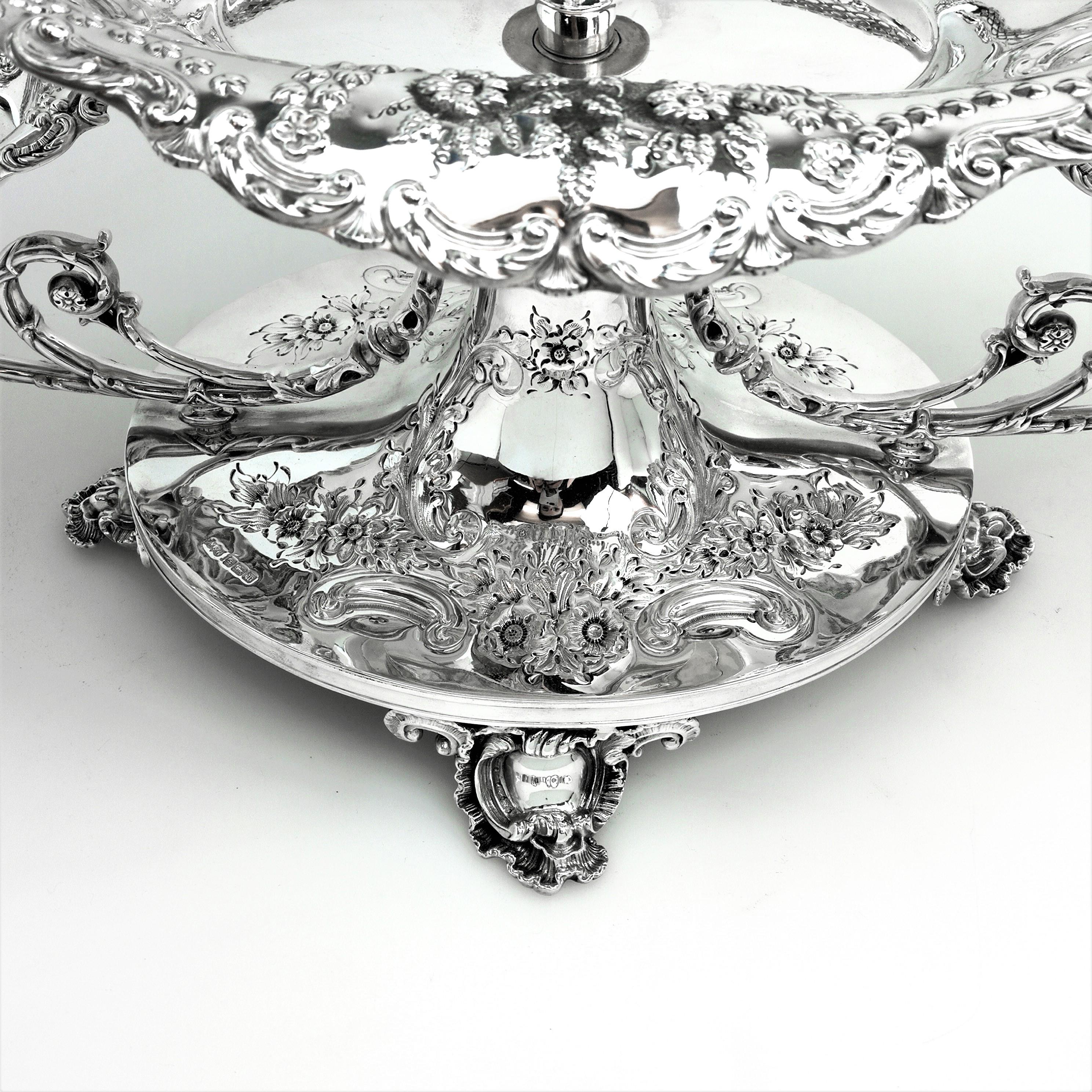 Early 20th Century Large Antique Sterling Silver Epergne / Centrepiece Sheffield, 1914