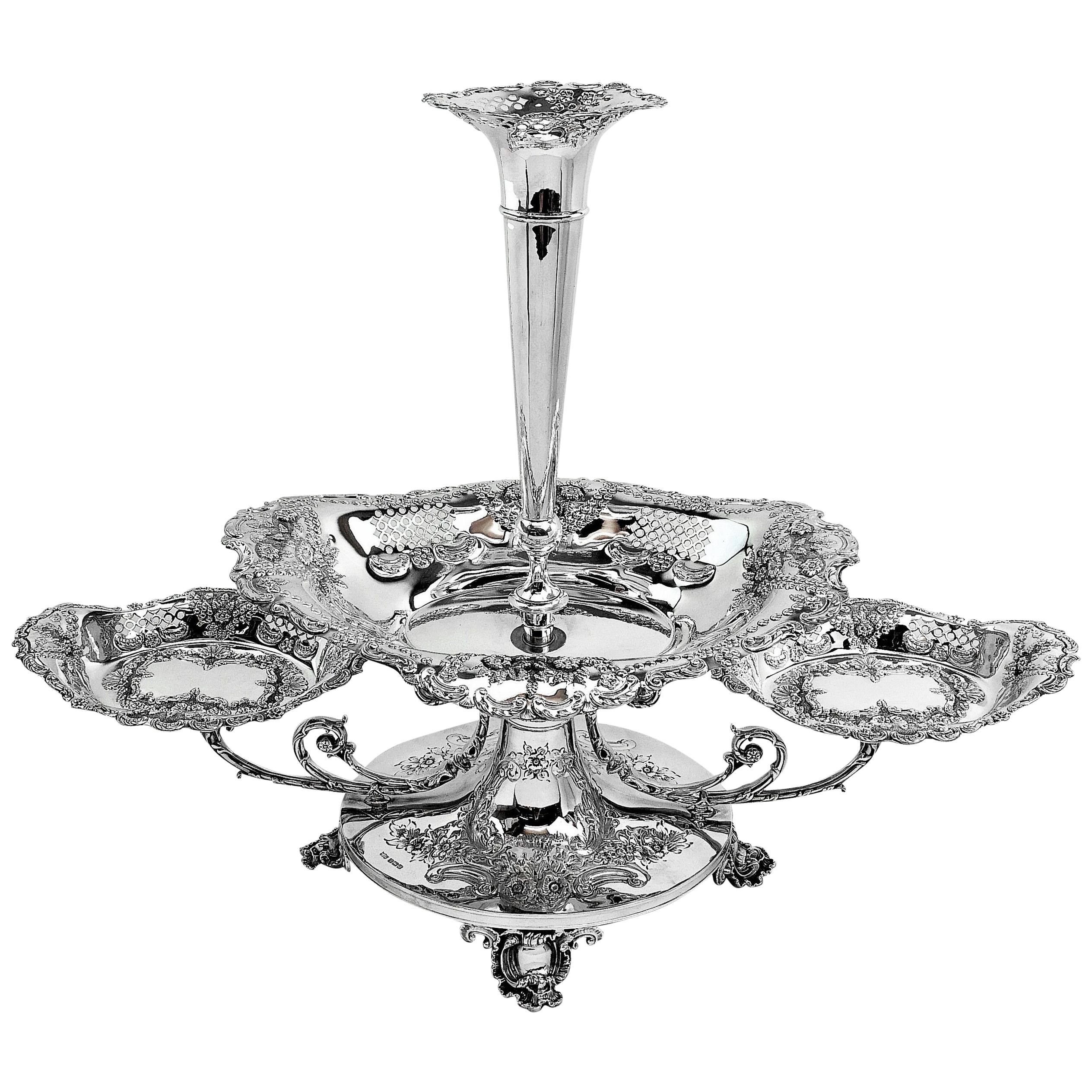 Large Antique Sterling Silver Epergne / Centrepiece Sheffield, 1914