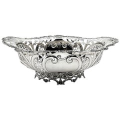 Large Antique Sterling Silver Gorham Bowl or Basket, USA, circa 1910