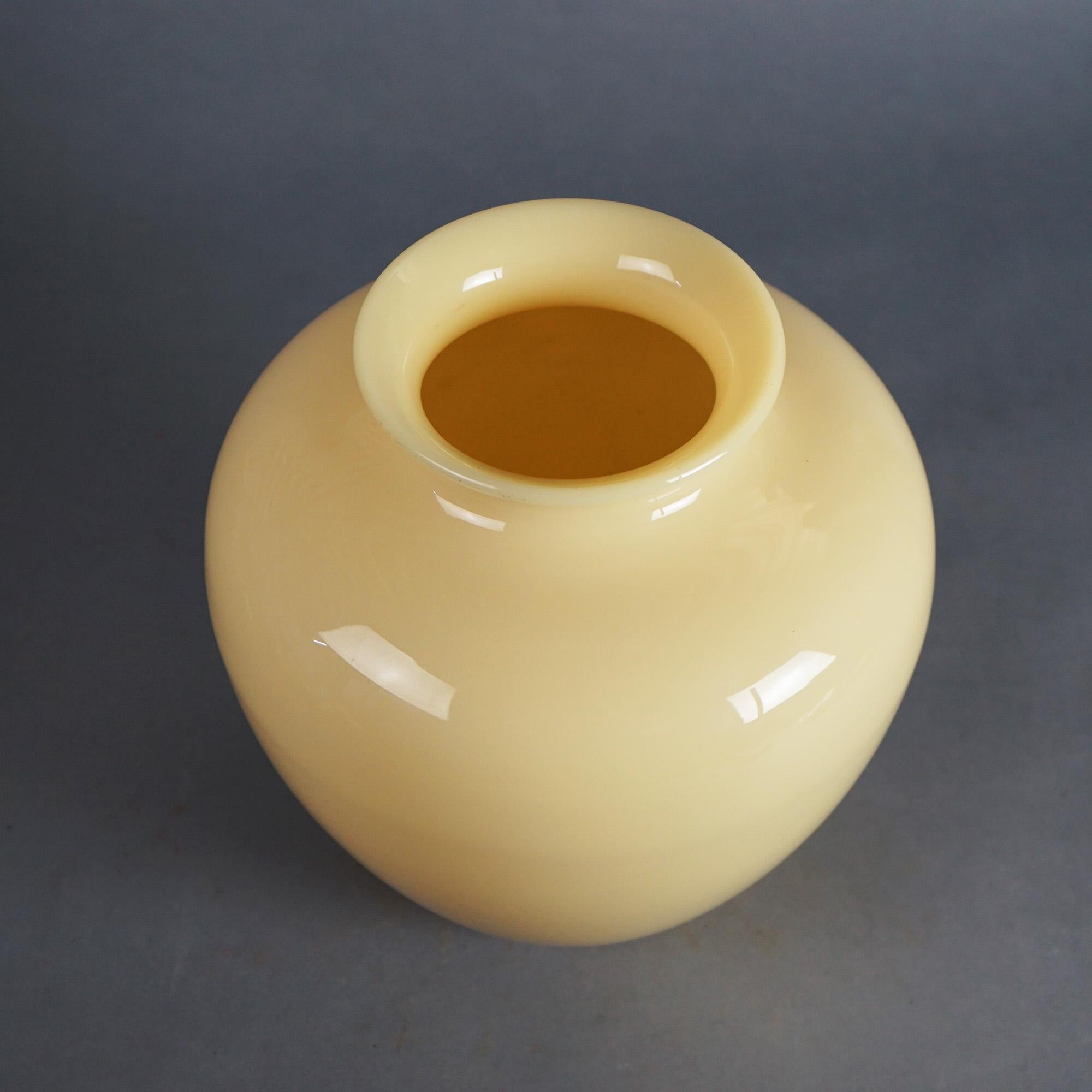Large Antique Steuben Art Glass Bulbous Ivory Vase C1920 In Good Condition In Big Flats, NY