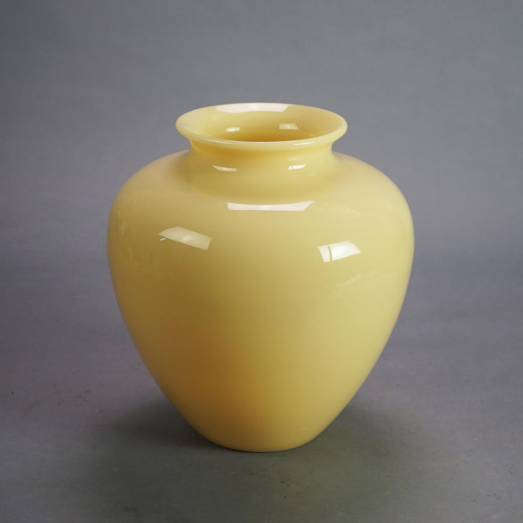 20th Century Large Antique Steuben Art Glass Bulbous Ivory Vase C1920