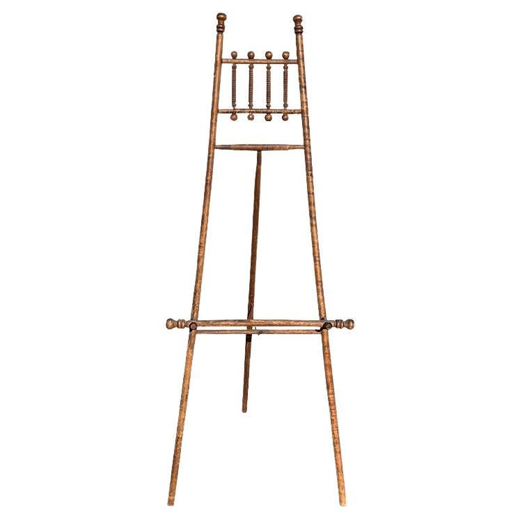 Large Antique Stick and Ball Wood Floor Easel or Painting Display - 1800s France