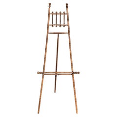 Large Antique Stick and Ball Wood Floor Easel or Painting Display - 1800s France