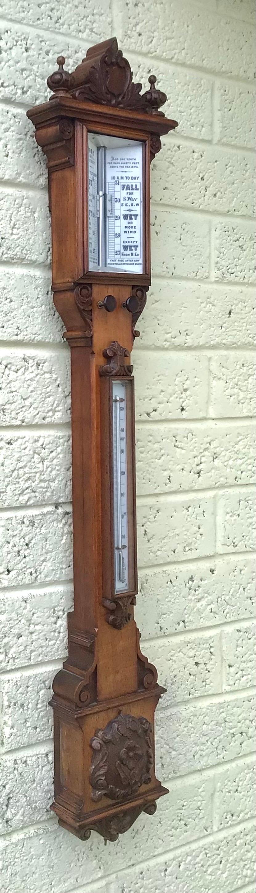 Late 19th Century Large Antique Stick Barometer  For Sale