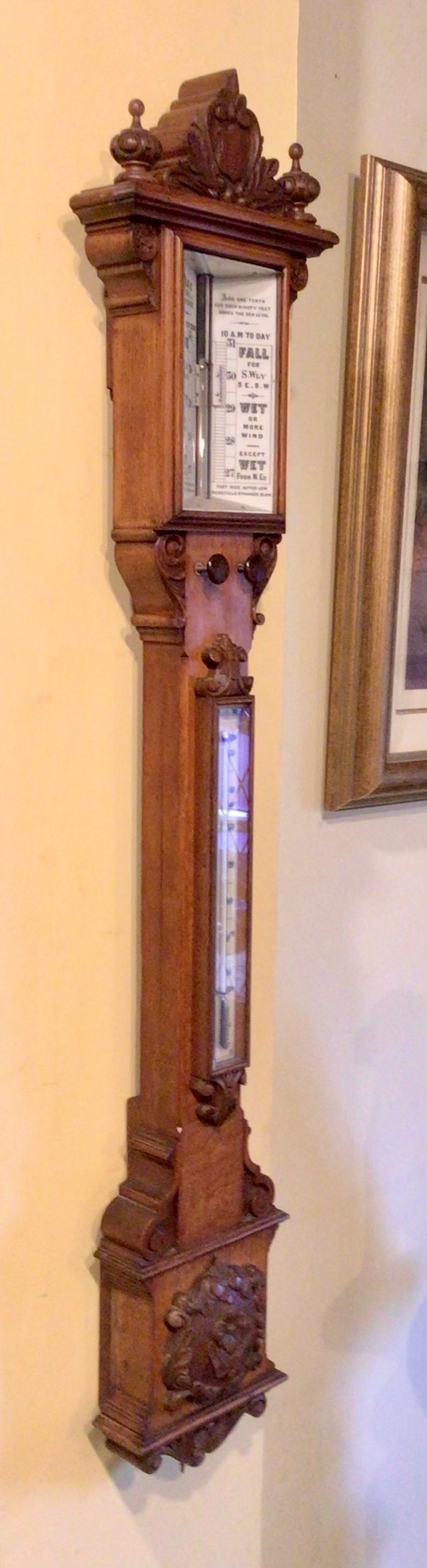 Large Antique Stick Barometer  For Sale 1