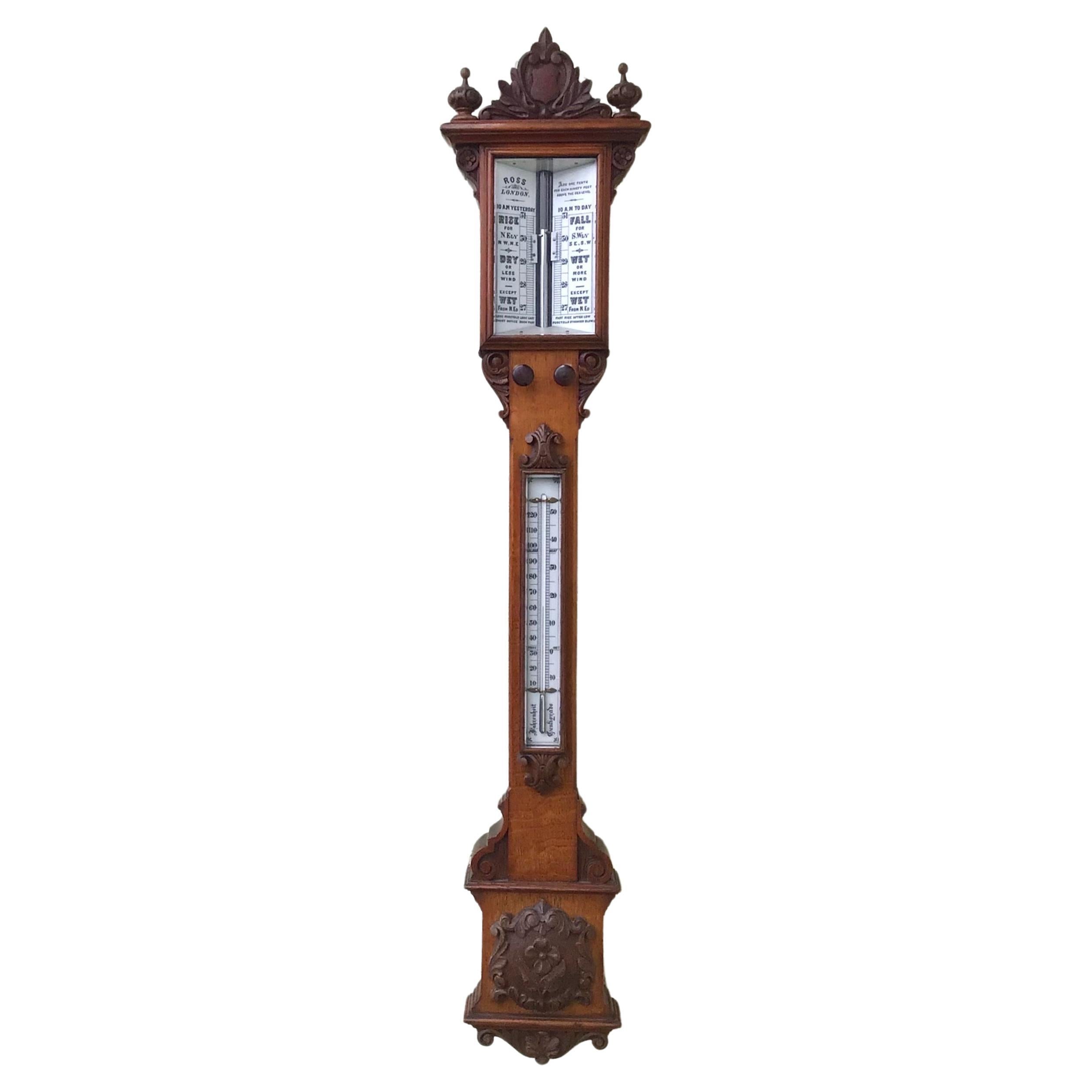 Large Antique Stick Barometer  For Sale