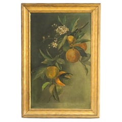 Large Antique Still Life Oil On Canvas Painting Of Fruit C1920