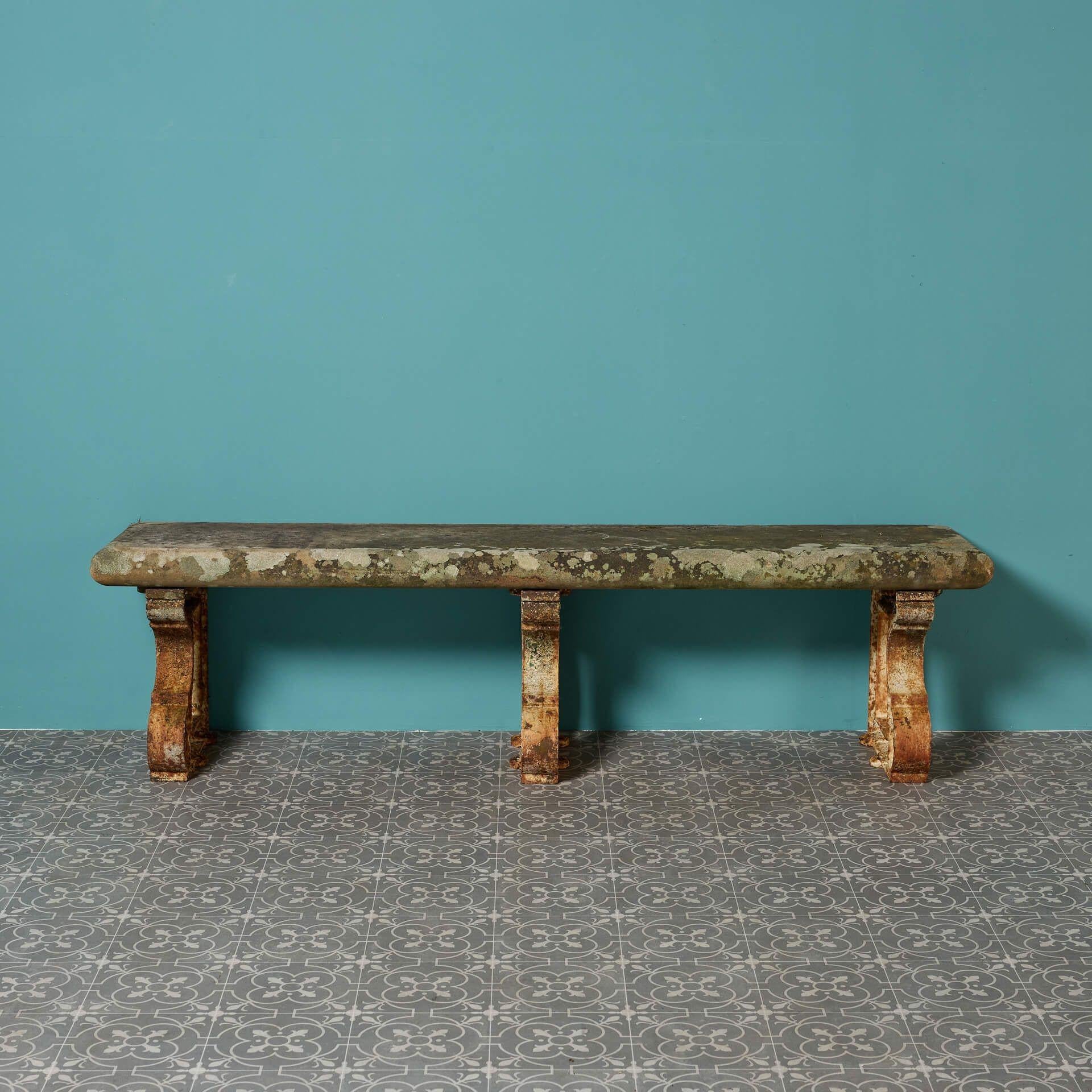 English Large Antique Stone Garden Bench