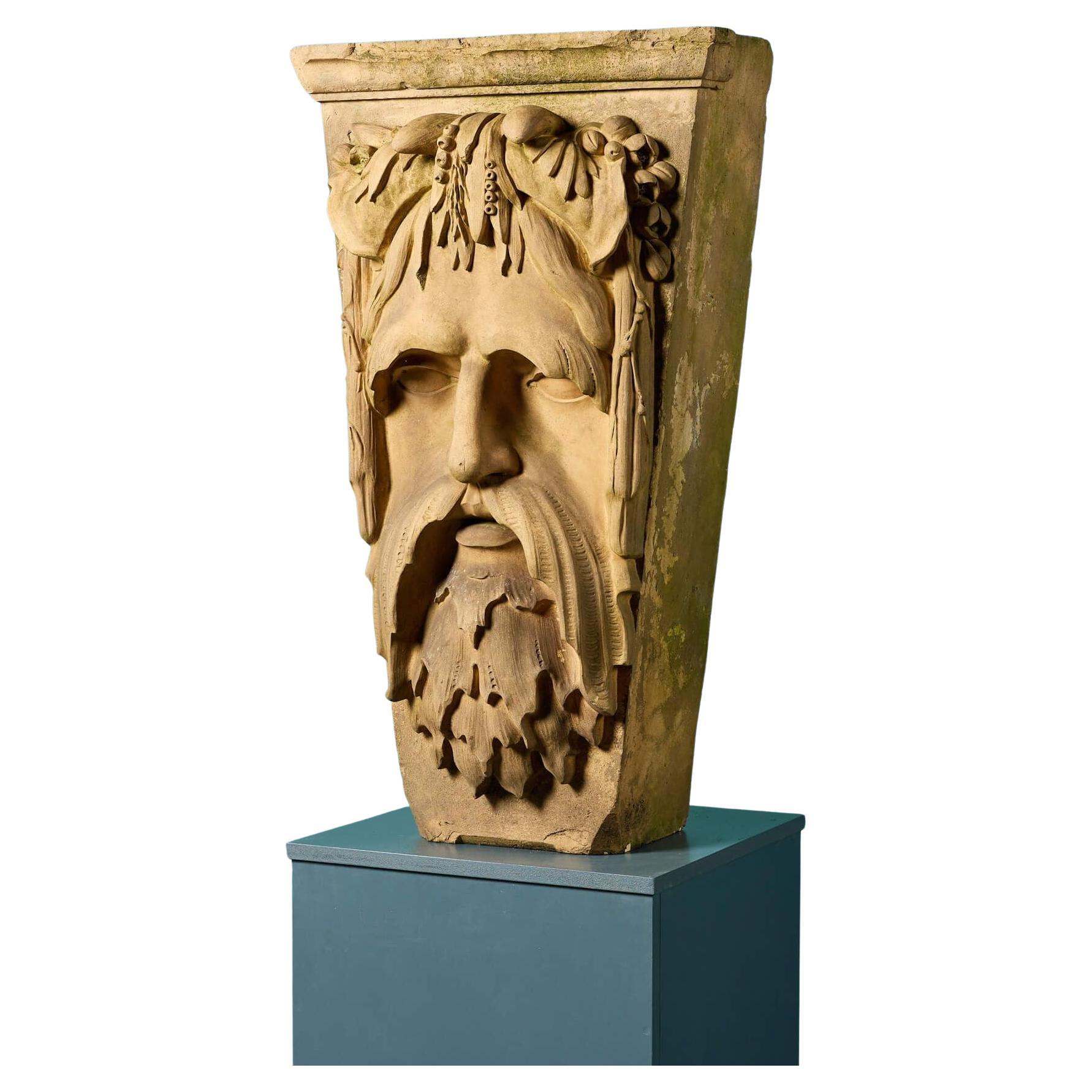 Large Antique Stoneware Keystone Attributed to Blanchard For Sale