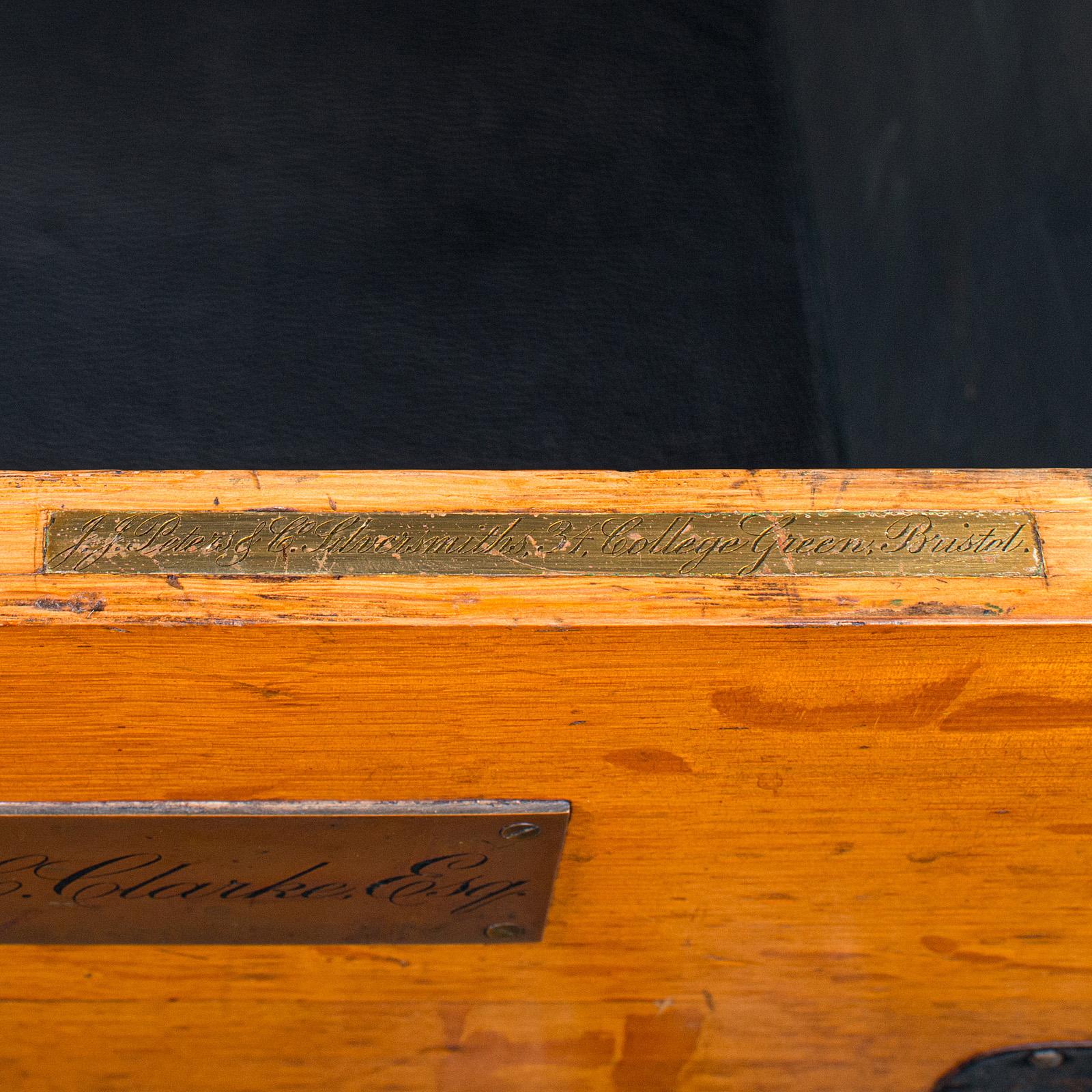 Large Antique Storage Trunk, English, Oak, Iron Bound, Silver Chest, Victorian For Sale 3