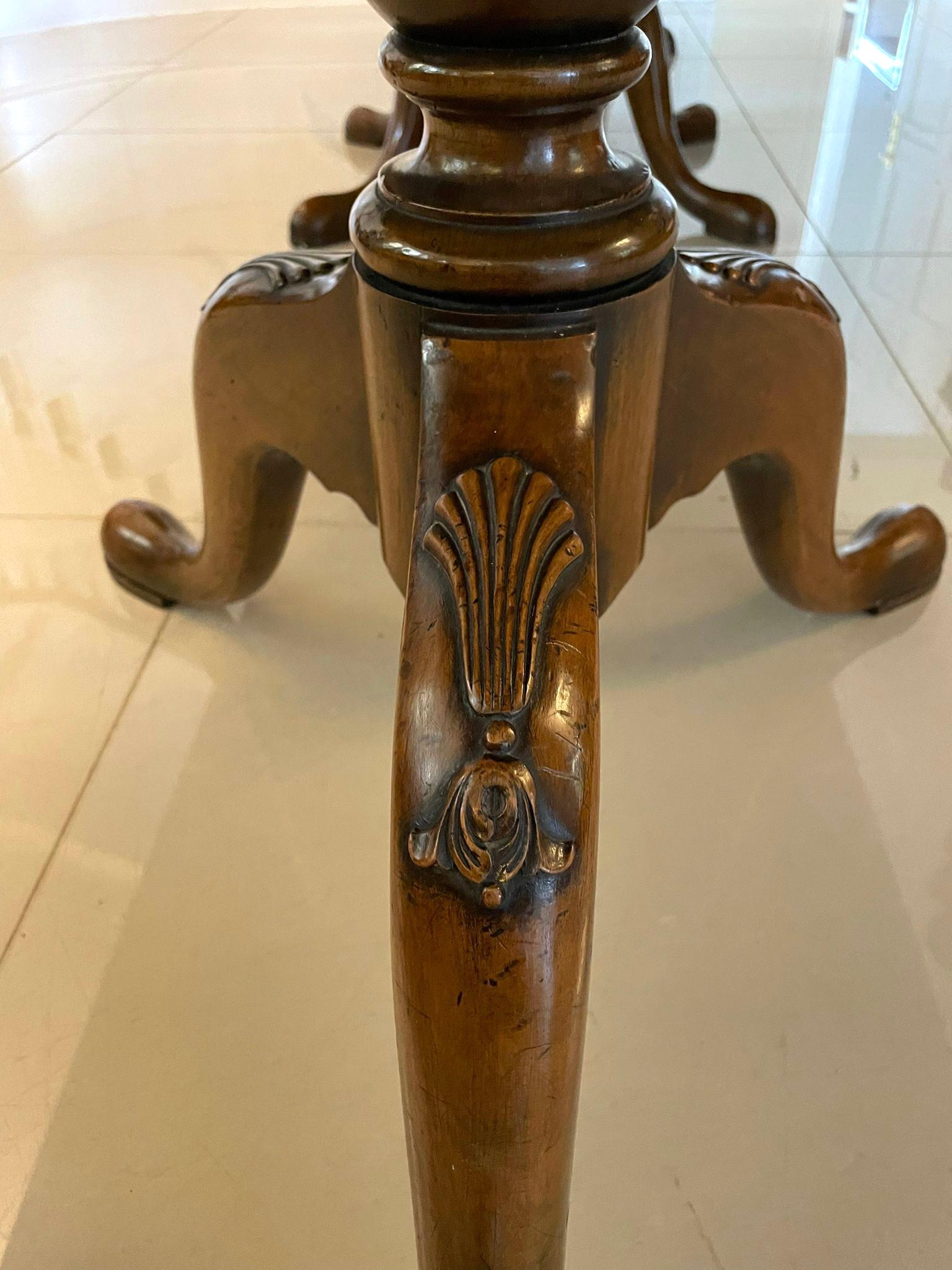 Large Antique Superb Figure Walnut Triple Pedestal Dining Table 9