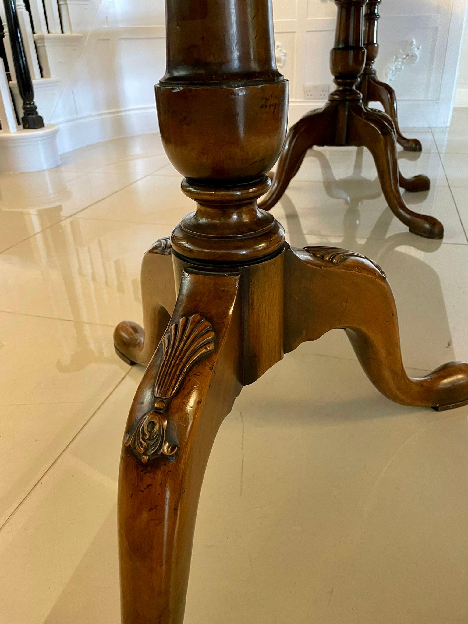 Large Antique Superb Figure Walnut Triple Pedestal Dining Table 10