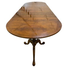 Large Antique Superb Figure Walnut Triple Pedestal Dining Table