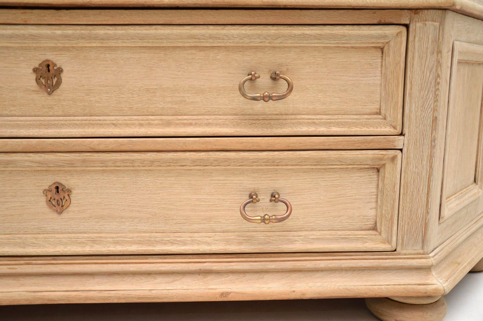 Large Antique Swedish Bleached Oak Dresser 9