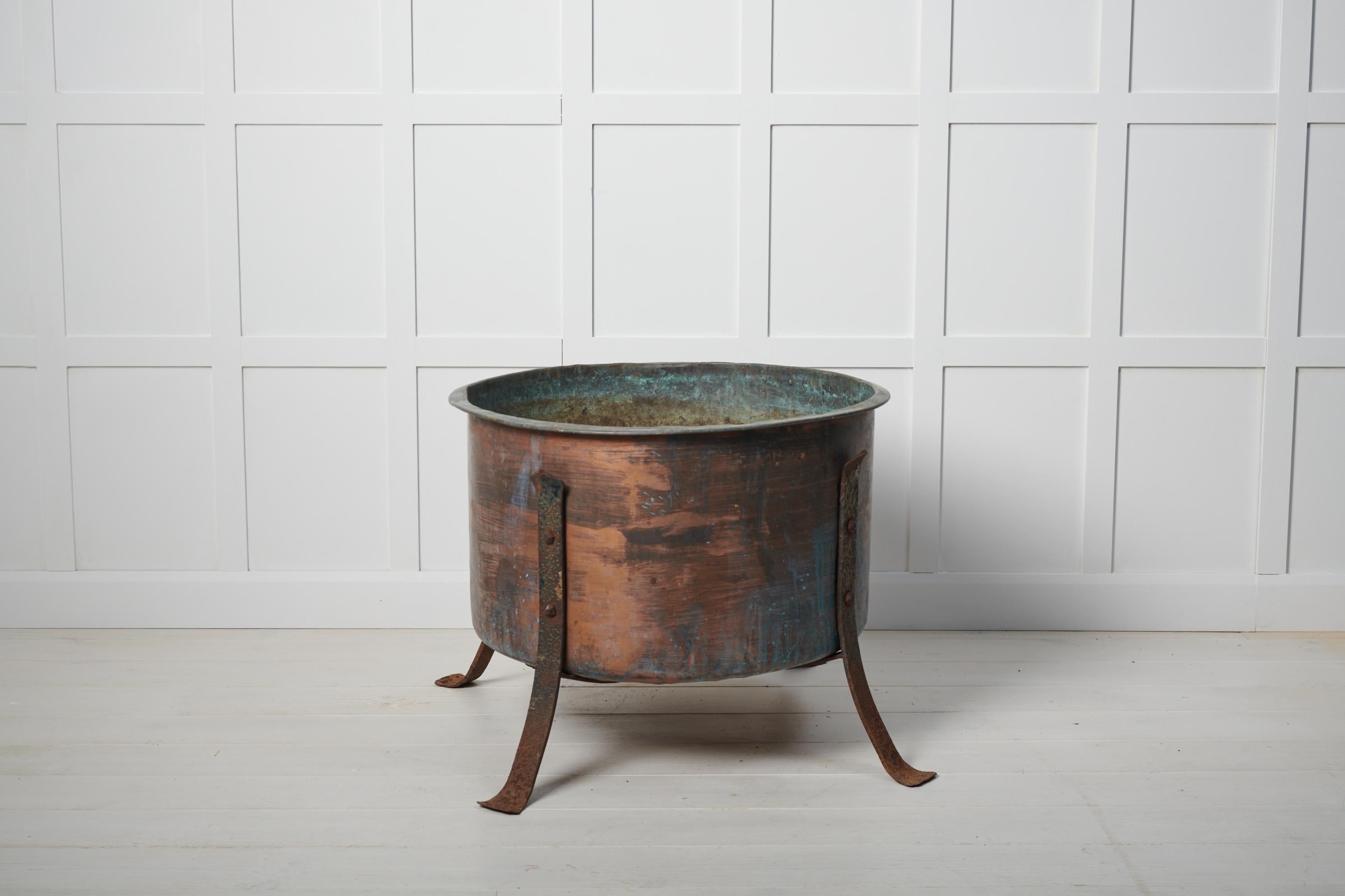 Country Large Antique Swedish Copper Planter For Sale