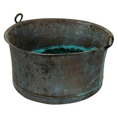Grande jardinière suédoise ancienne en cuivre vert-de-gris avec pot de lavage:: chaudron:: urne et jardinière